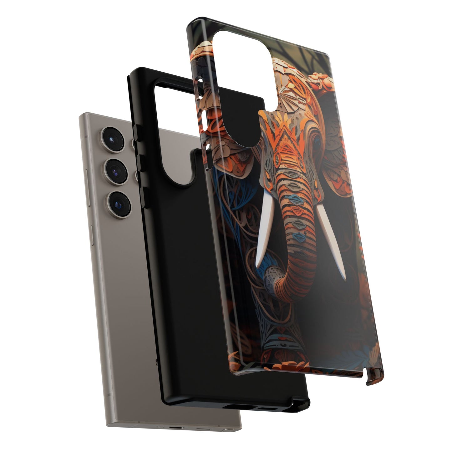 Elegant Artistic Elephant Mobile Cover – Intricate Paper-Cut Design