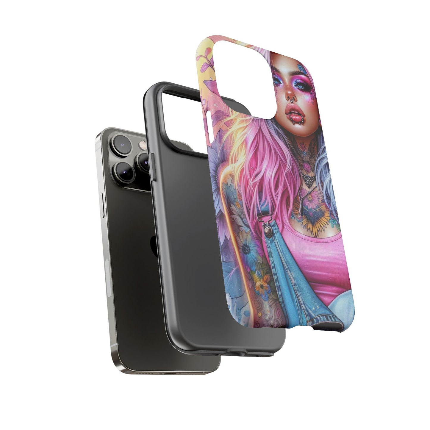 Sunset Glow – Pastel Punk & Floral Ink Mobile Cover