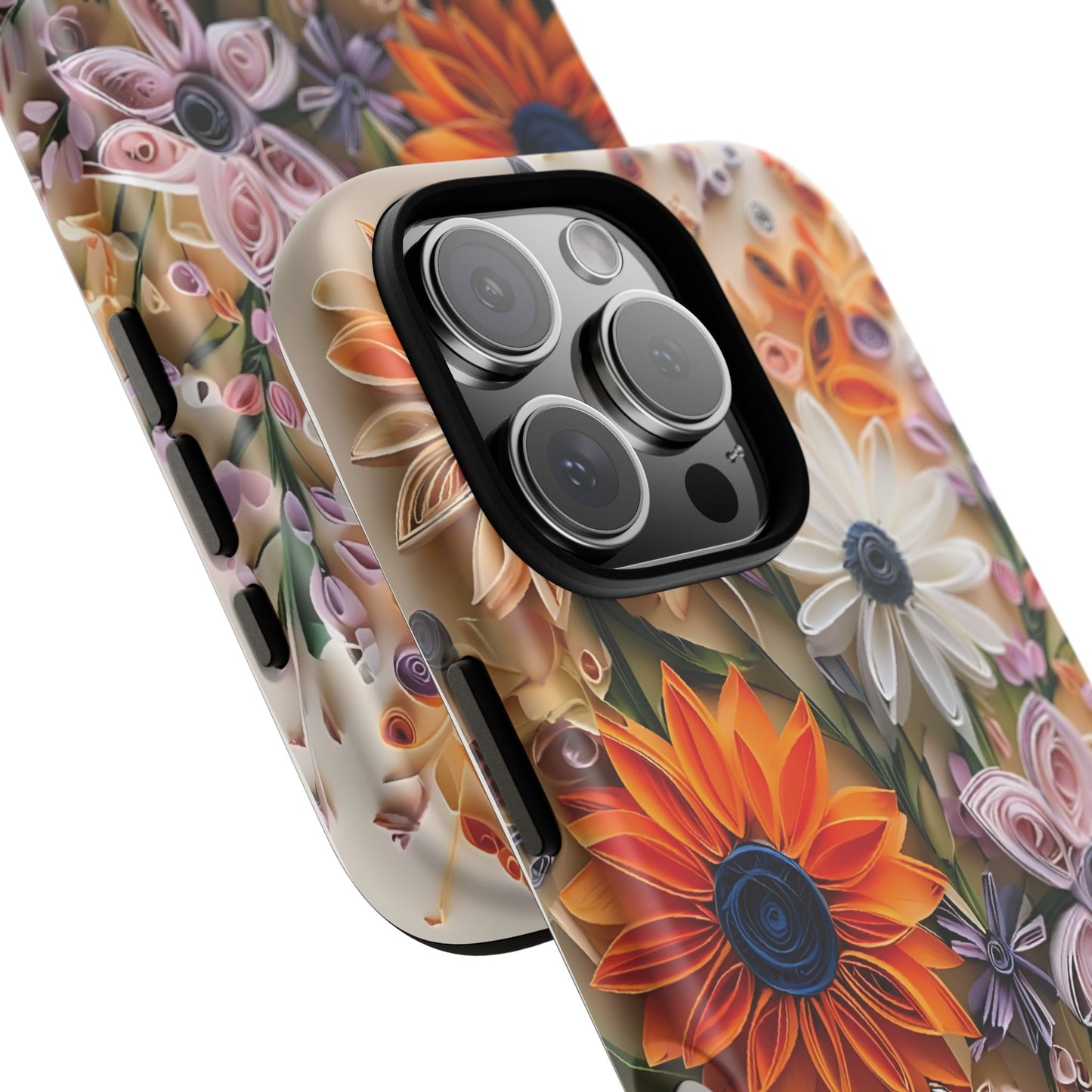 Intricate Quilled Floral Artwork In Vibrant Colors phone case design.