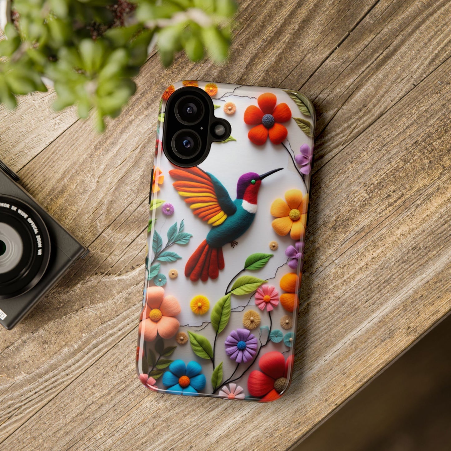 Embroidered Hummingbird with Floral Design | Nature's Elegant Stitch