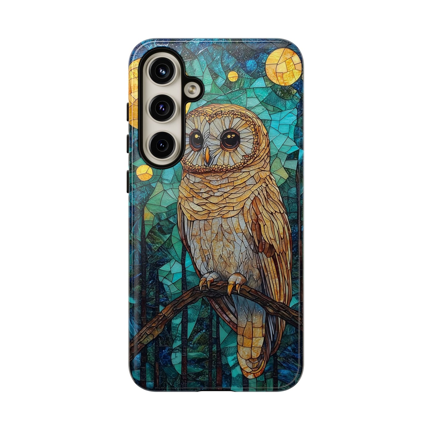 Nocturnal Wisdom – Stained Glass Owl Phone Case for iPhone, Samsung & Pixel