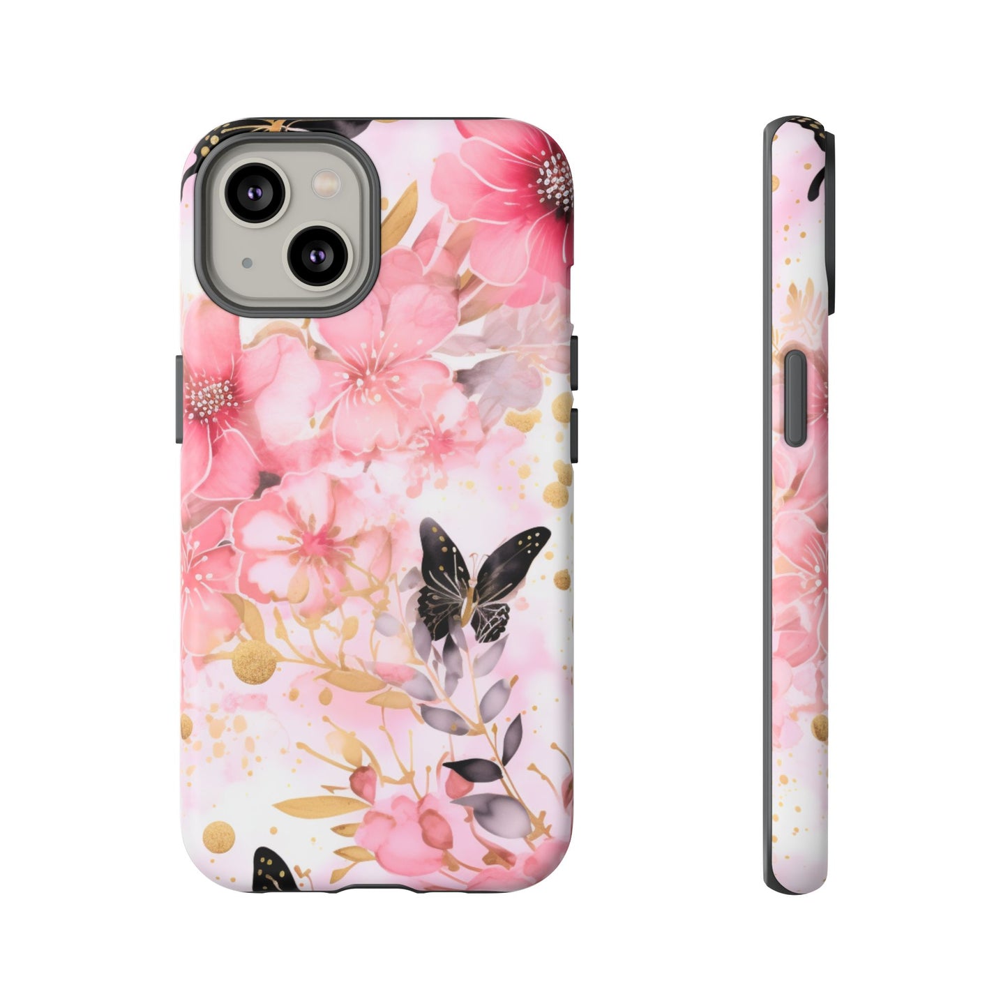 Pink Blossom & Gold Butterfly Mobile Case