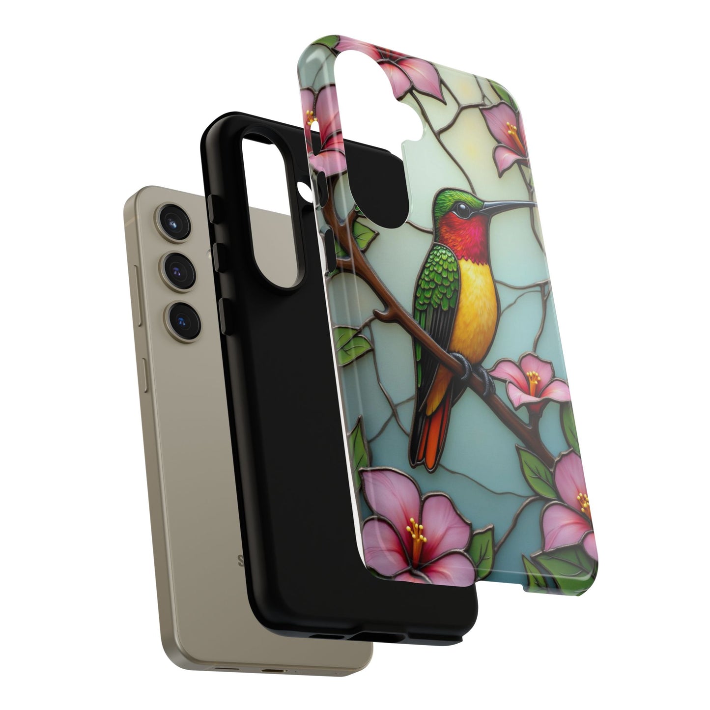 Elegant Hummingbird with Floral Mosaic | Artistic Nature Design