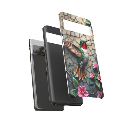 Vivid Hummingbird with Blossoming Branches | Artistic Mosaic Style