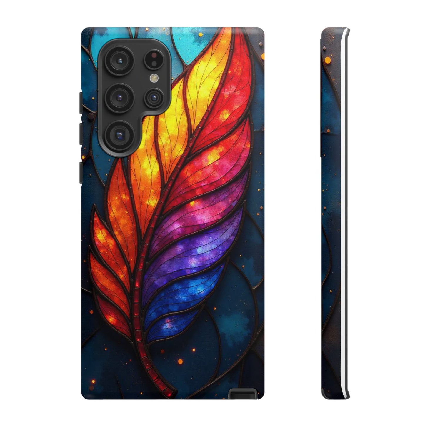 Vivid Feather: Stained Glass Abstract Art