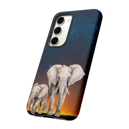 Starry Safari Elephant Family Mobile Cover – Cosmic Wildlife Aesthetic