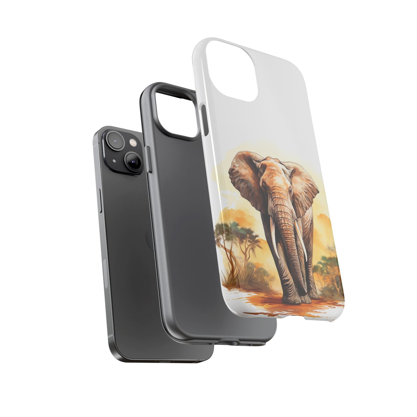 Safari Elephant Watercolor Mobile Cover – Majestic Wildlife Art