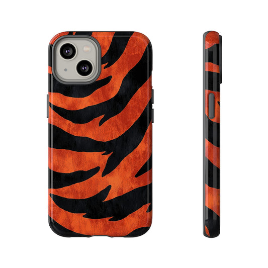 Fiery Orange & Black Tiger Stripes Phone Case for iPhone, Samsung & Google Pixel