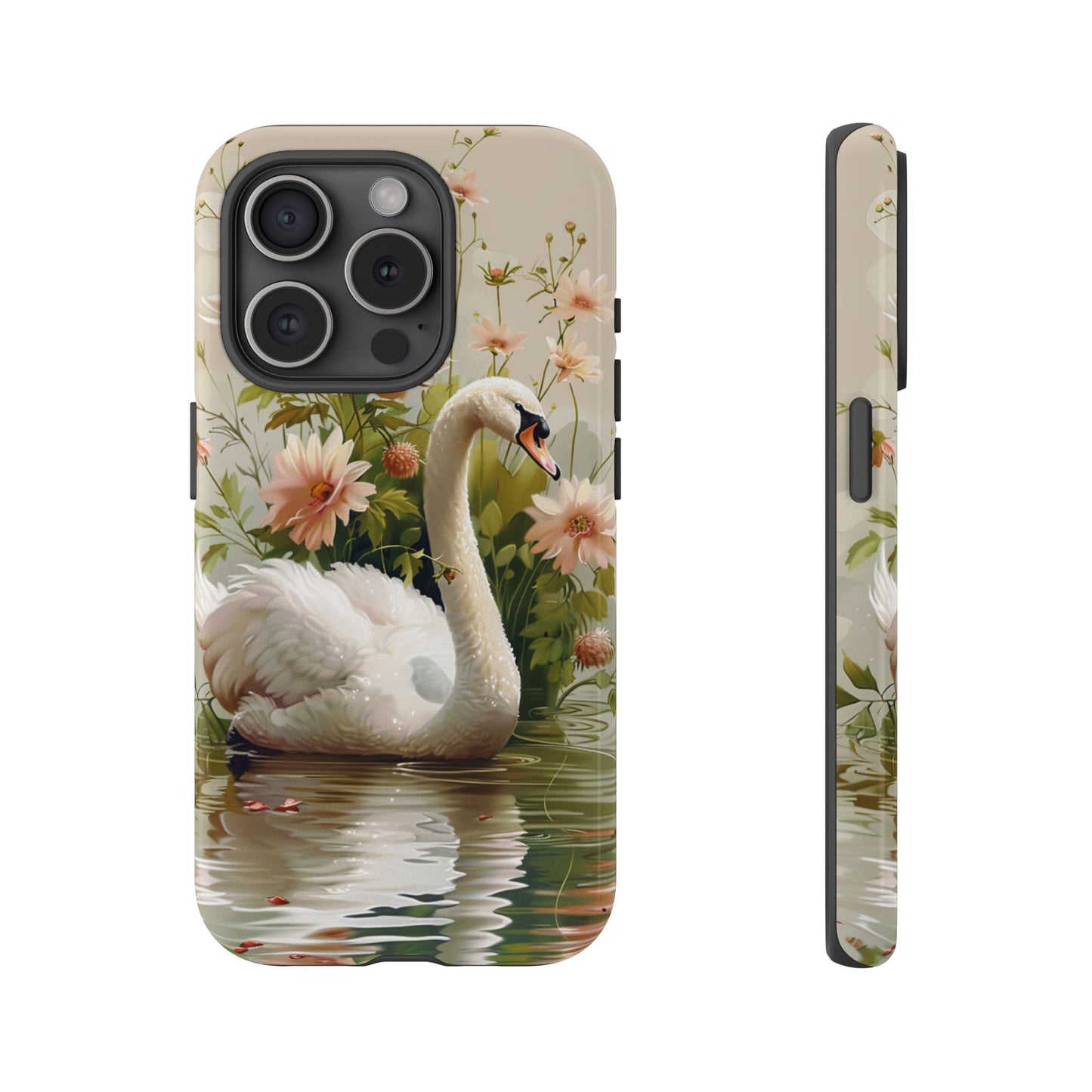 Floral Swan Phone Case – Bird Phone Case, Elegant & Protective for iPhone, Samsung & Google Pixel
