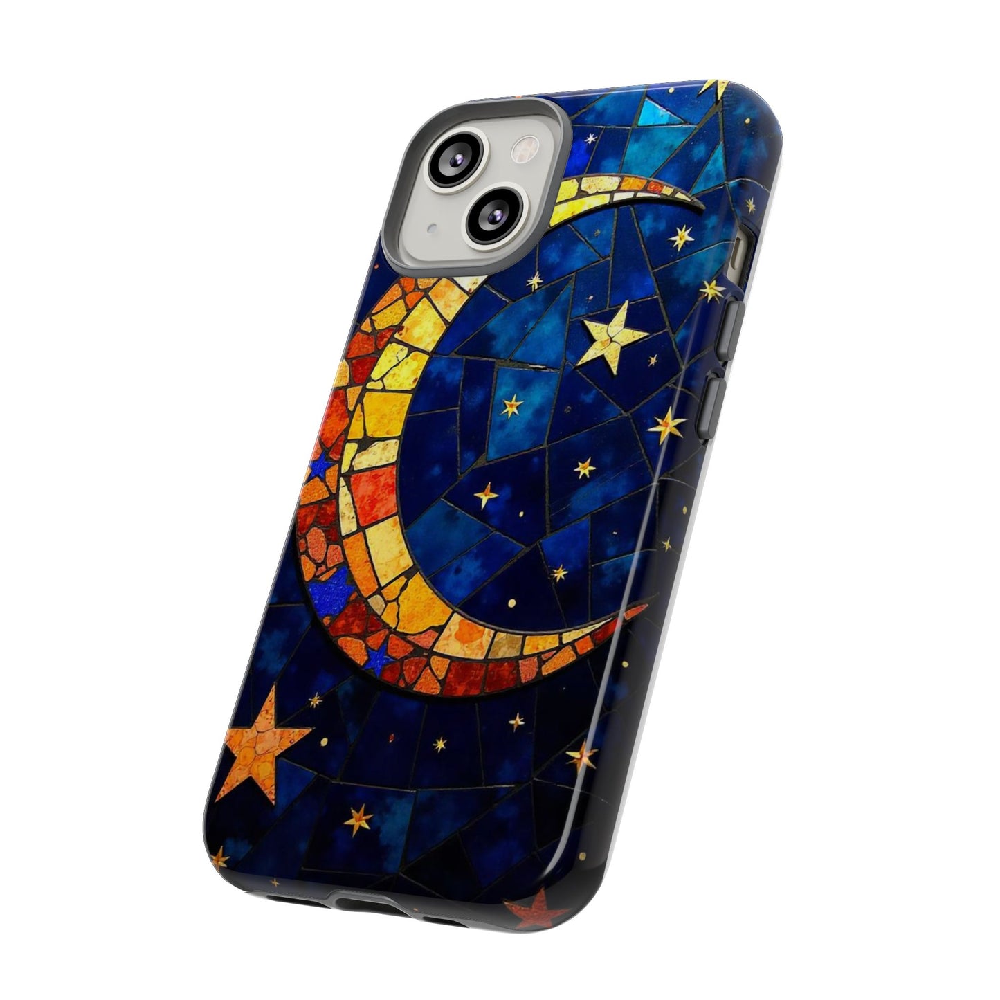 Celestial Crescent: Vibrant Moon and Stars Phone Case