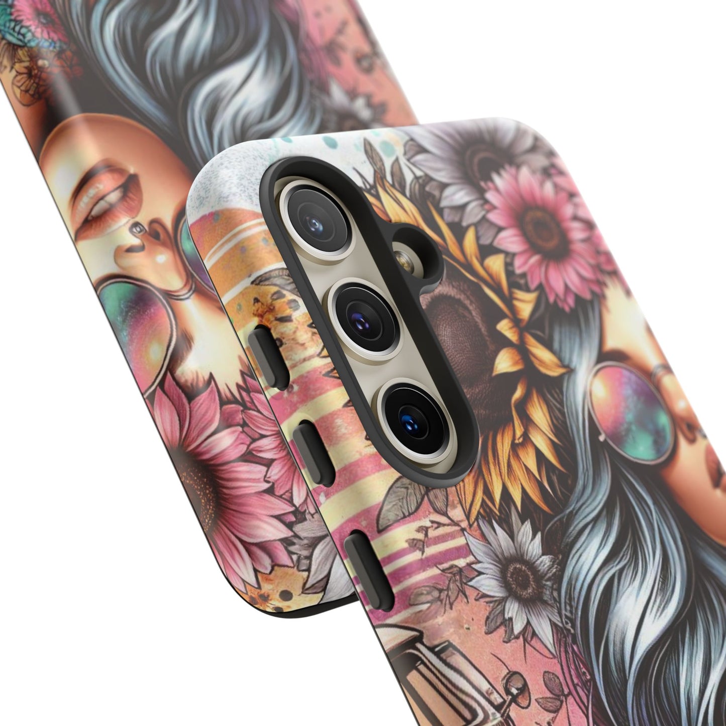 Retro Boho Wanderer – Sunflower Hippie Van Mobile Cover