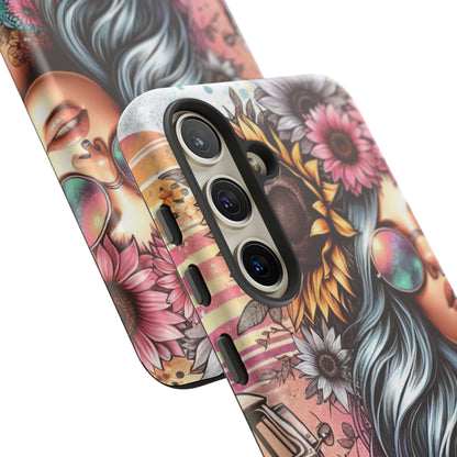 Retro Boho Wanderer – Sunflower Hippie Van Mobile Cover