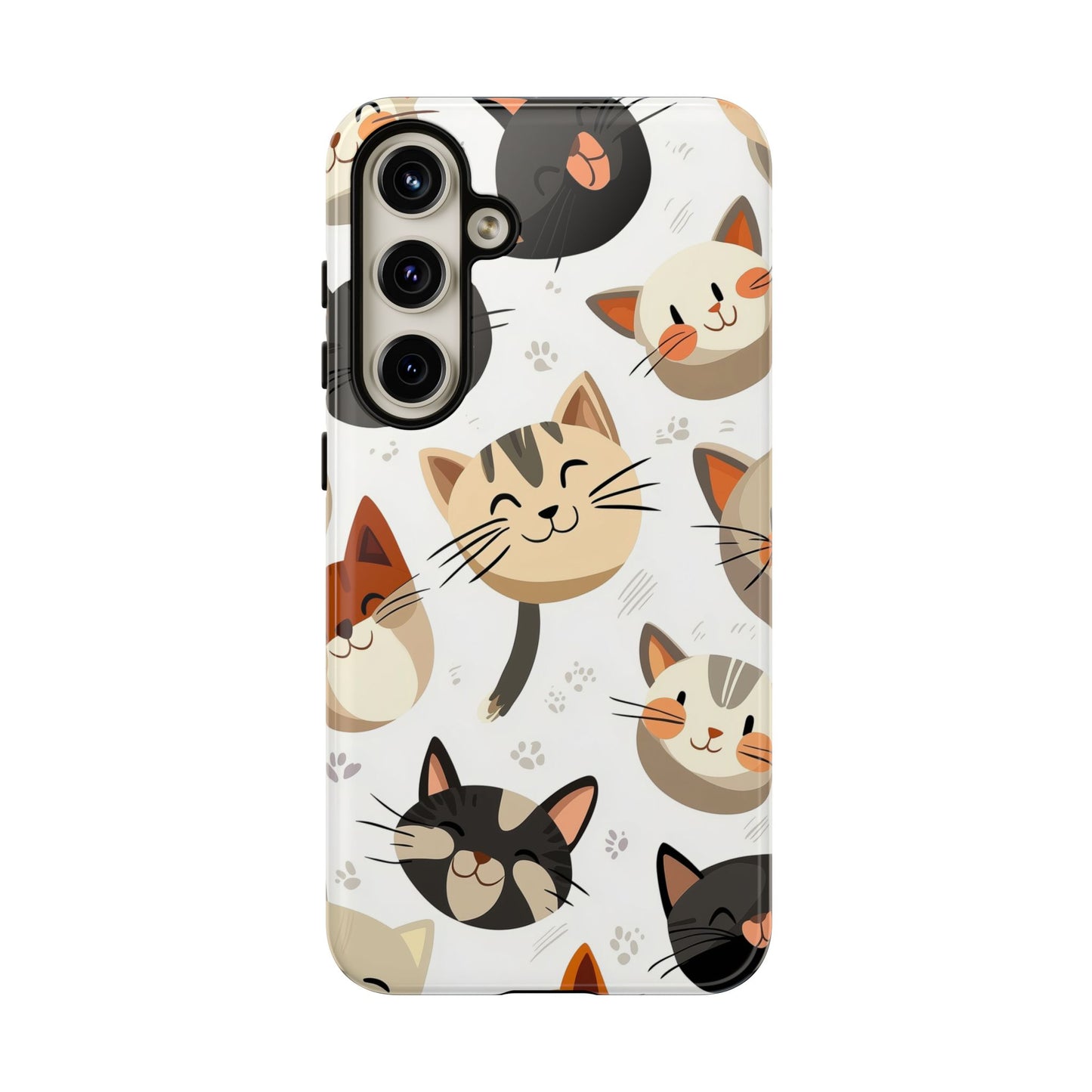 Cute Cat Faces Phone Case – Kawaii Anime Style for iPhone, Samsung & Google Pixel, Fun and Playful Cat Design