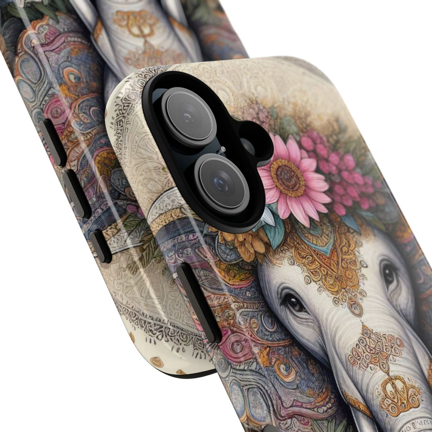 Elegant Floral Elephant Mobile Cover – Royal Mandala Art