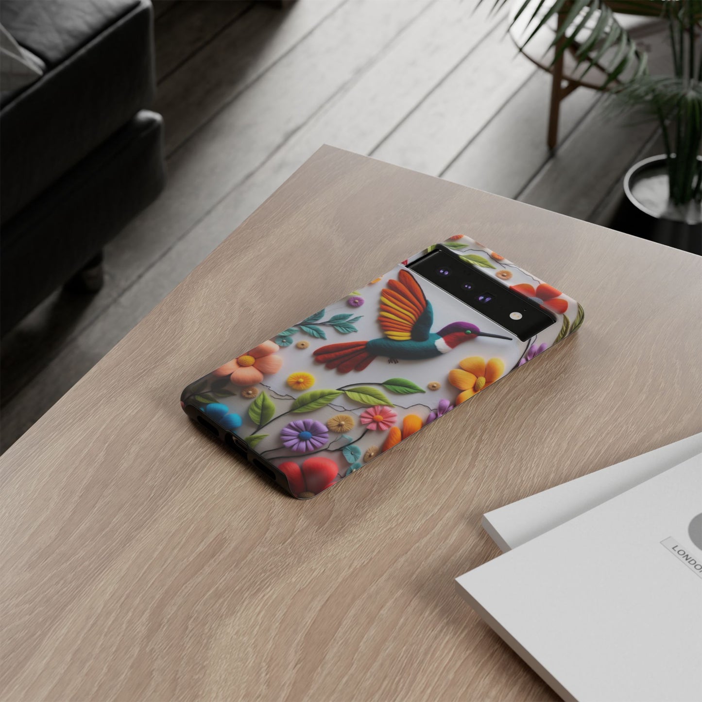 Embroidered Hummingbird with Floral Design | Nature's Elegant Stitch | iPhone 16 Pro