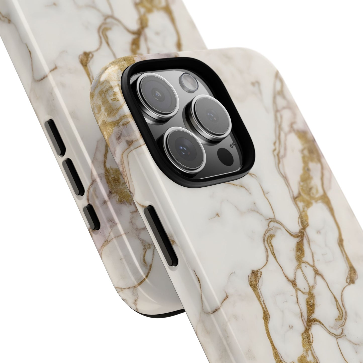 Elegant White and Gold Marble Case Design