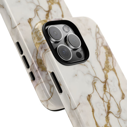 Elegant White and Gold Marble Case Design