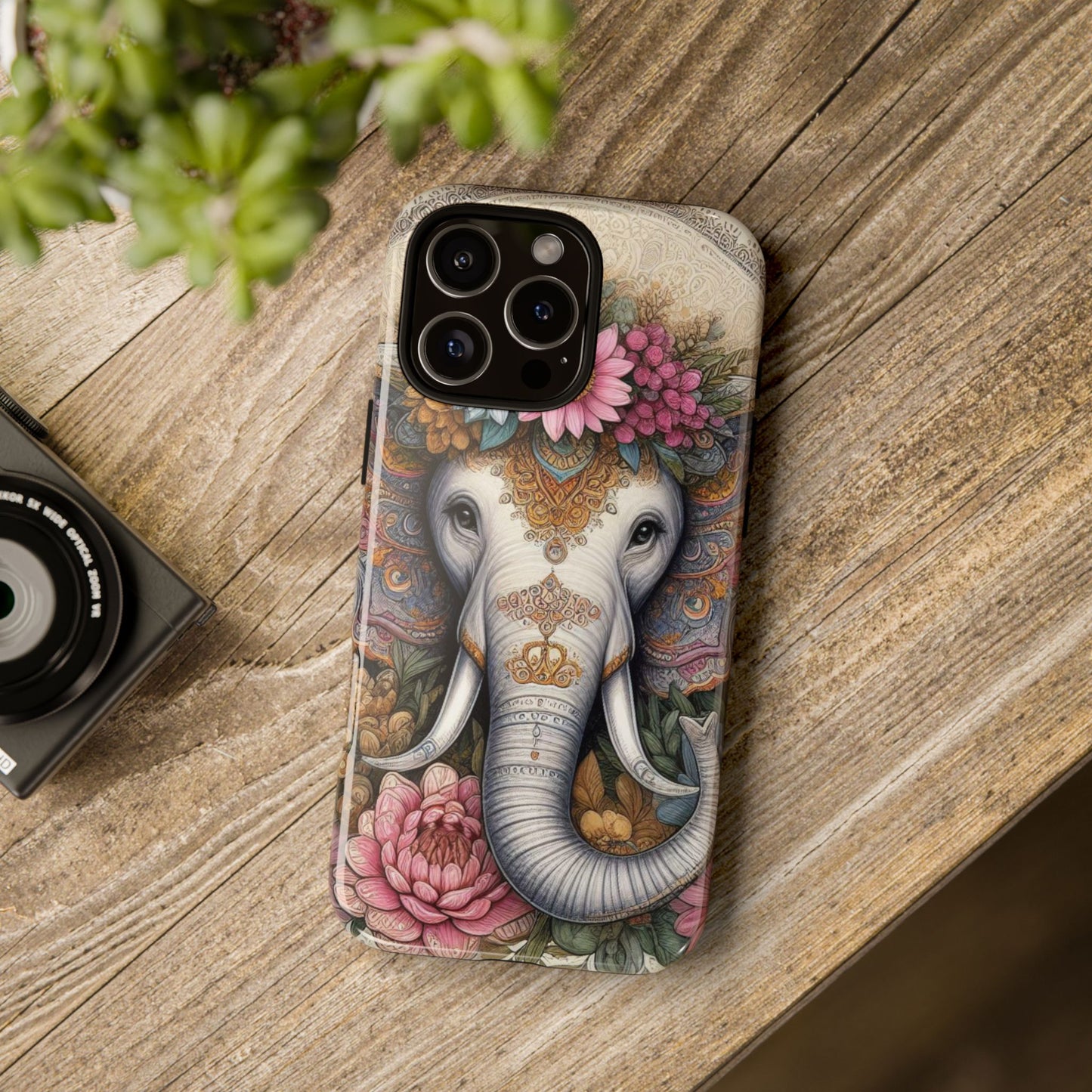 Elegant Floral Elephant Mobile Cover – Royal Mandala Art