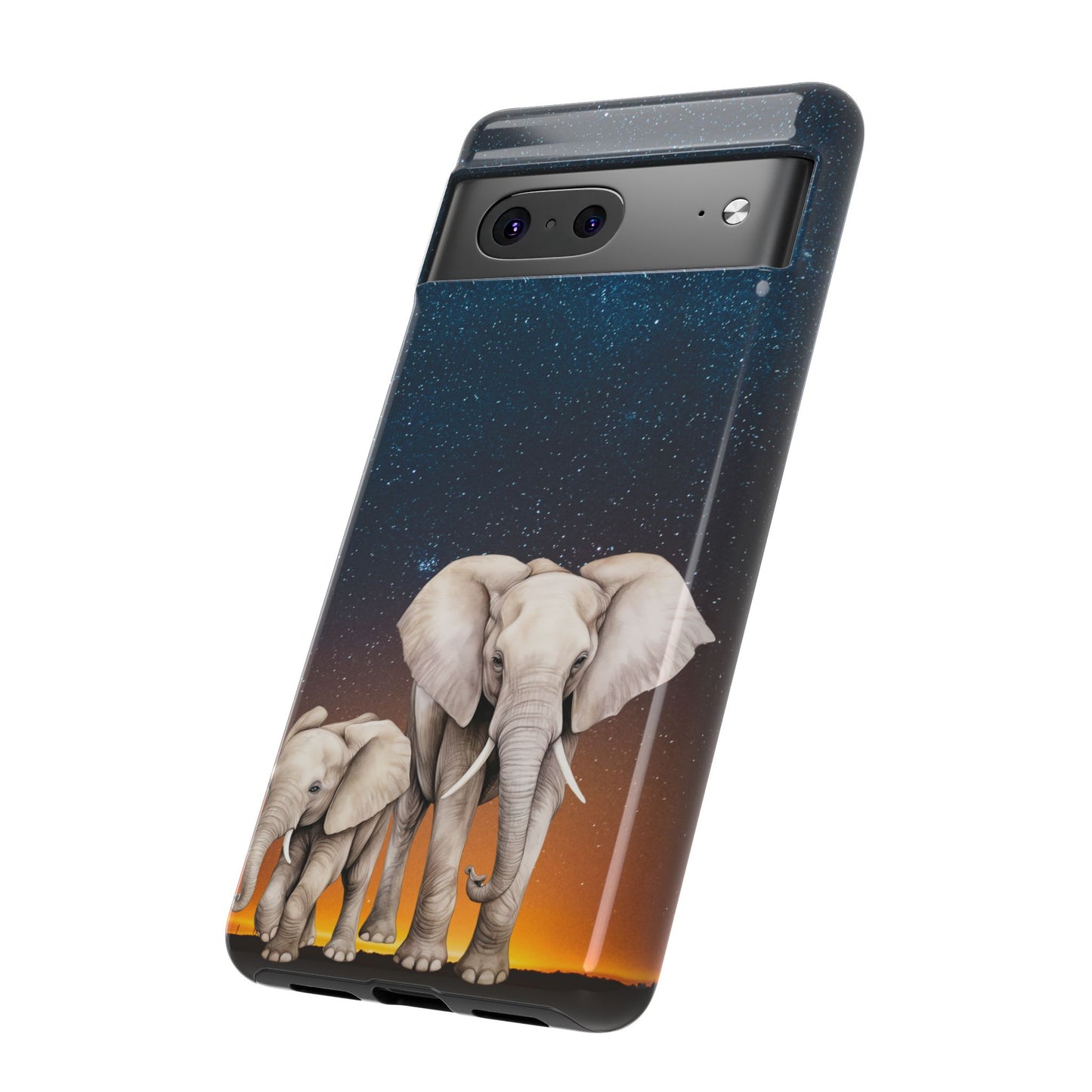 Starry Safari Elephant Family Mobile Cover – Cosmic Wildlife Aesthetic