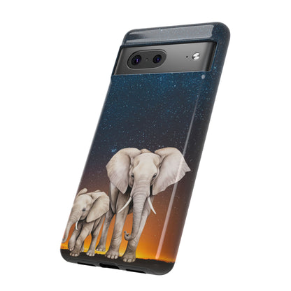 Starry Safari Elephant Family Mobile Cover – Cosmic Wildlife Aesthetic