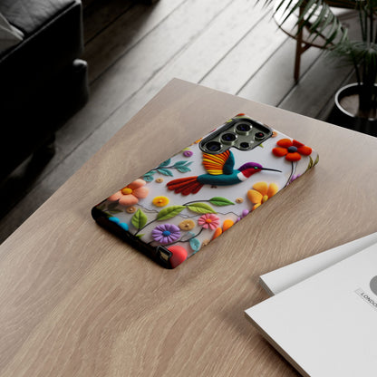 Embroidered Hummingbird with Floral Design | Nature's Elegant Stitch | iPhone 16 Pro
