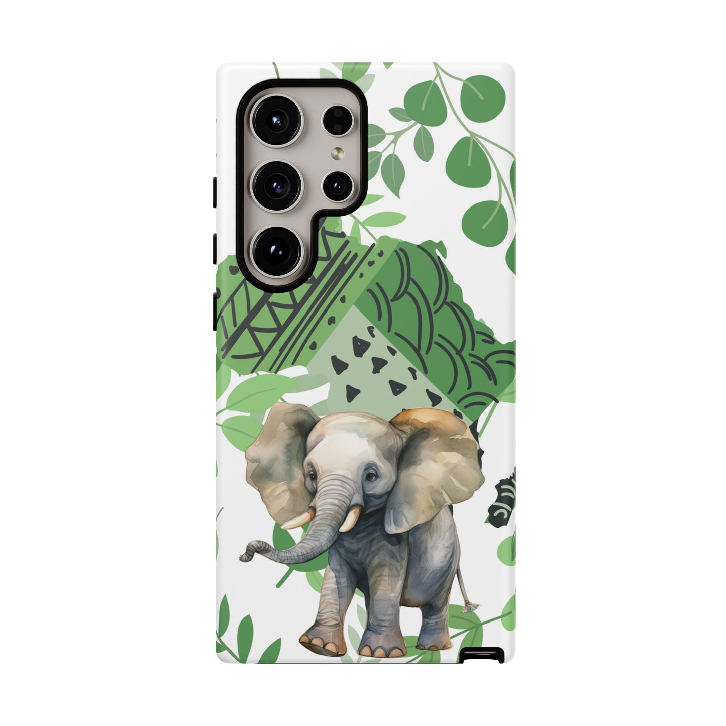 Playful Baby Elephant Mobile Cover – Tropical Boho Art