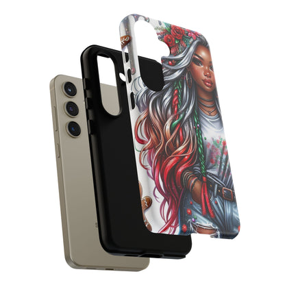 Festive Boho Queen – Holiday Glow & Candy Cane Braids Mobile Cover