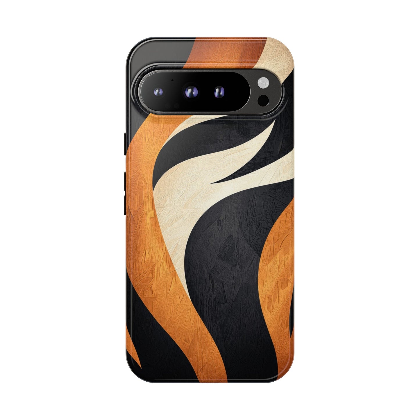 Bold Tiger Stripes Phone Case – Black, Orange & Cream for iPhone, Samsung & Google Pixel