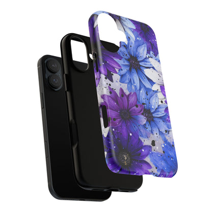 Blue & Purple Floral Splash Mobile Cover – Elegant Artistic Flowers