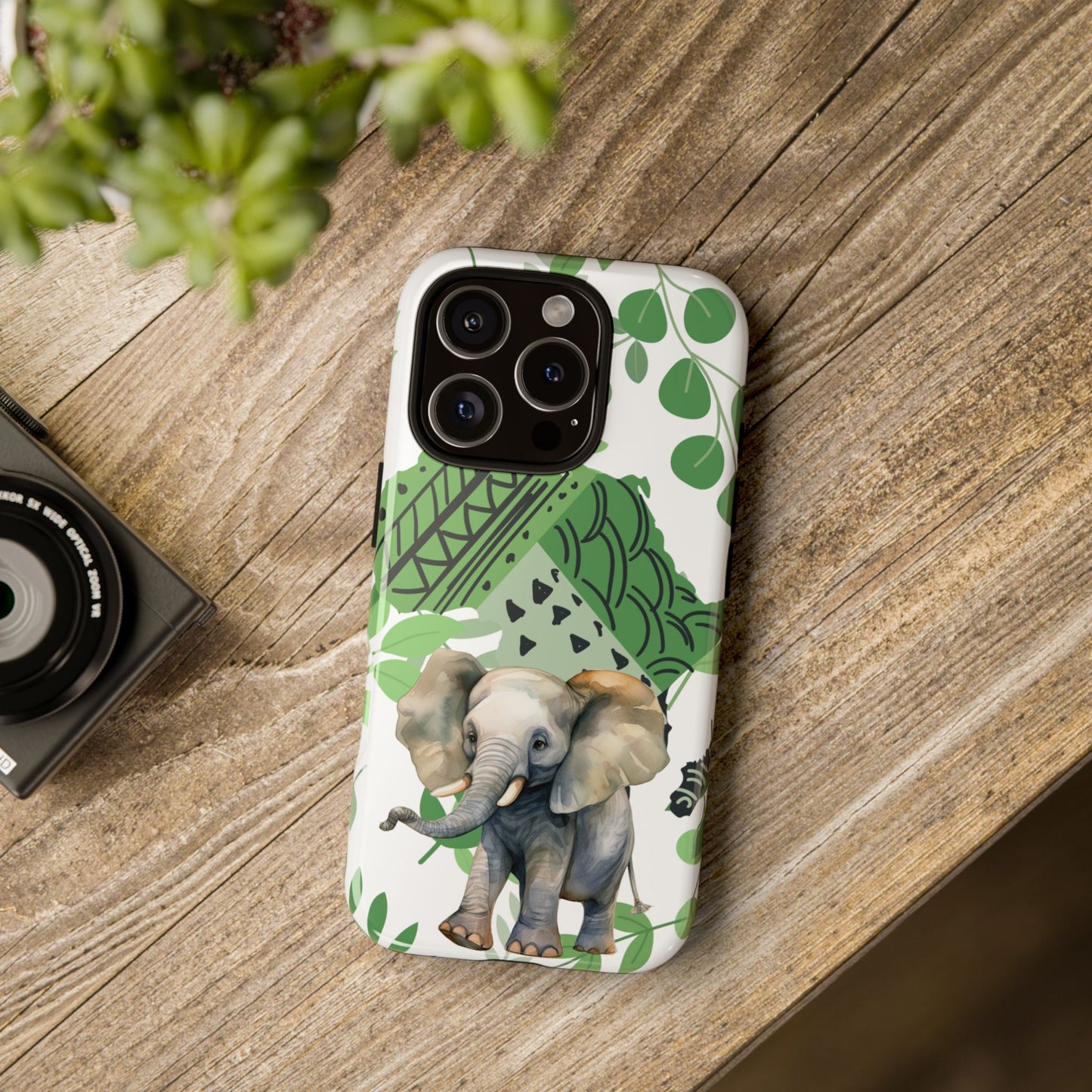 Playful Baby Elephant Mobile Cover – Tropical Boho Art