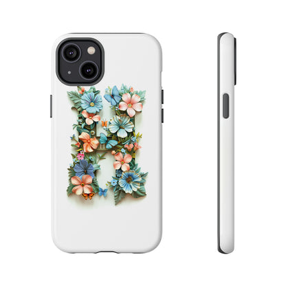 Floral Letter H Phone Case – Personalized Aesthetic Cover for iPhone, Samsung & Google Pixel