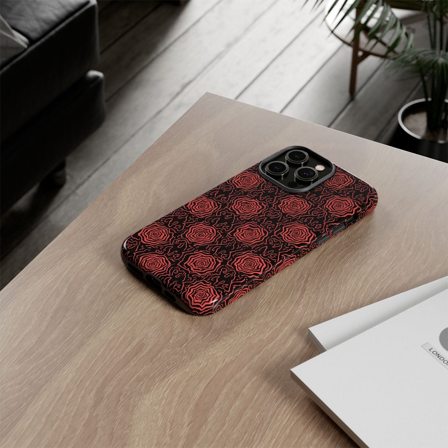 Red roses abstract geometric seamless pattern design