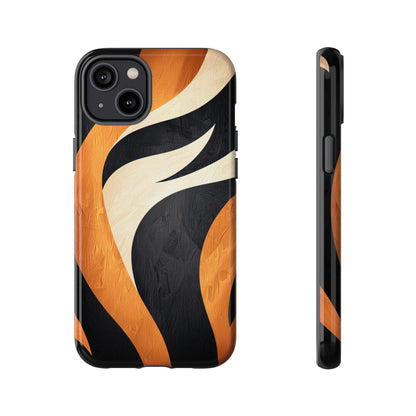 Bold Tiger Stripes Phone Case – Black, Orange & Cream for iPhone, Samsung & Google Pixel