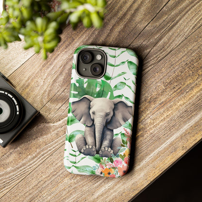 Cute Baby Elephant Mobile Cover – Floral & Tropical Aesthetic