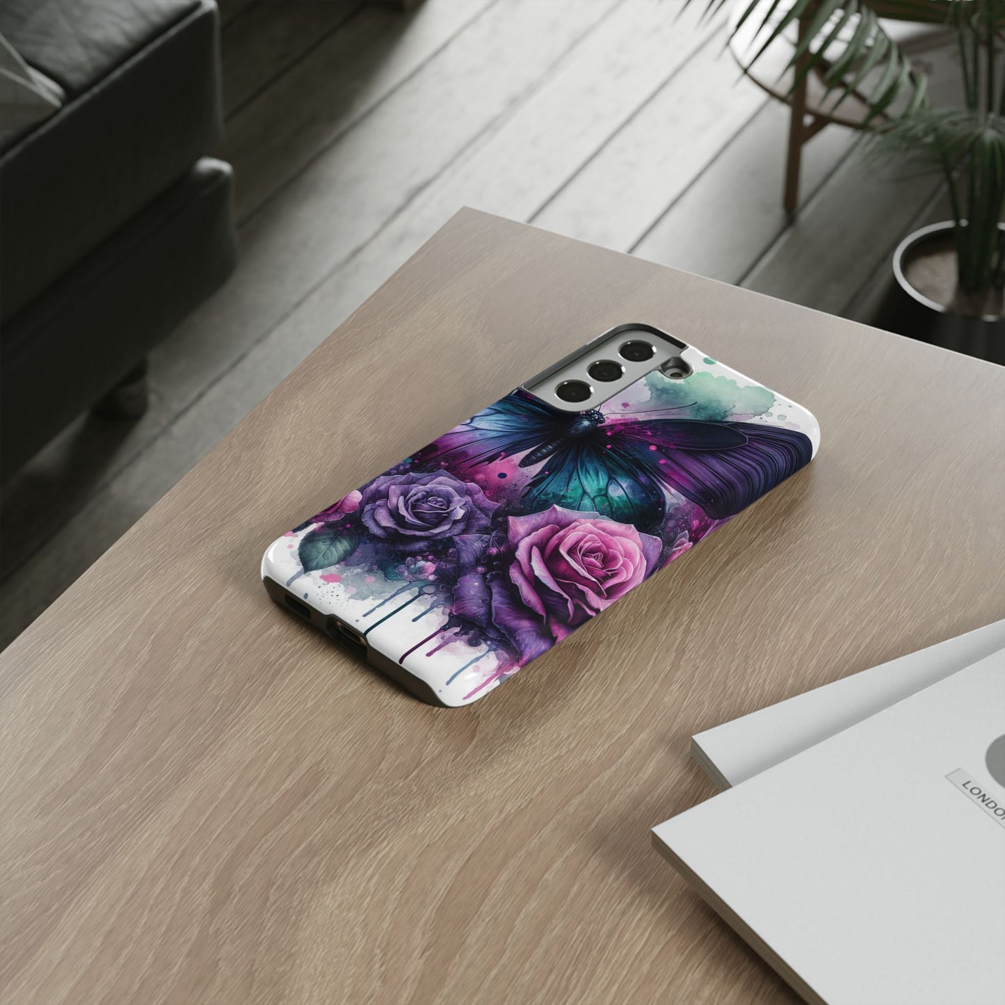 Mystic Bloom – Vibrant Butterfly & Rose Art Mobile Cover