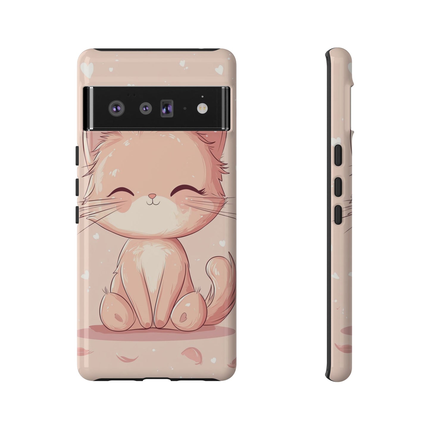 Kawaii Blush Kitty – Chibi Anime Cat Phone Case for iPhone, Samsung & Pixel