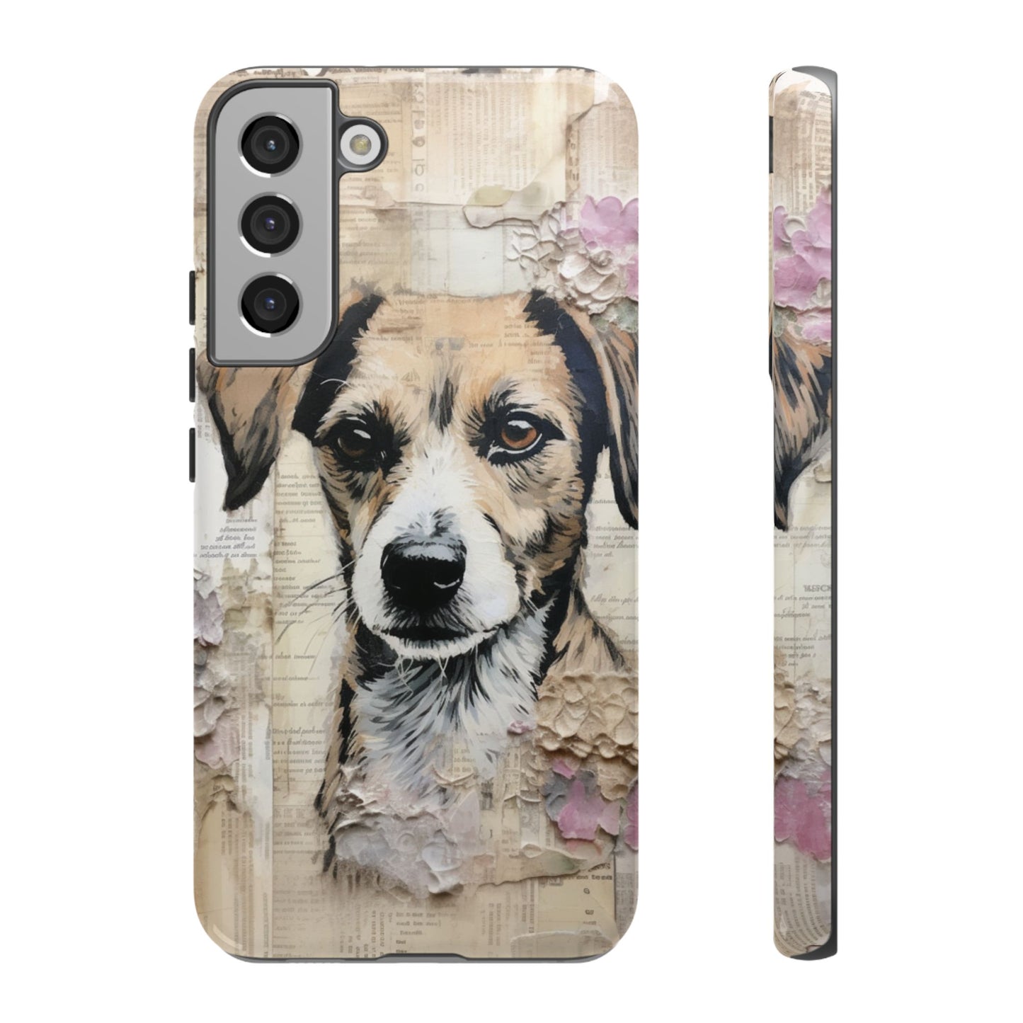 Vintage Collage Dog Portrait Mobile Cover – Artistic Mixed Media Design