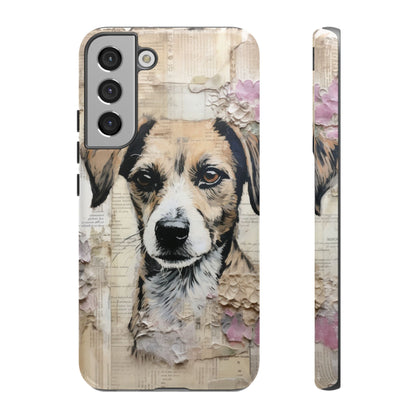 Vintage Collage Dog Portrait Mobile Cover – Artistic Mixed Media Design