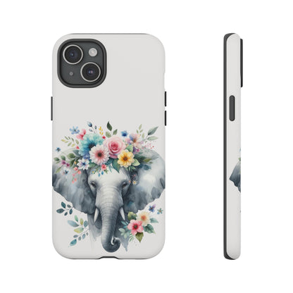 Floral Crown Elephant Mobile Cover – Elegant Watercolor Art