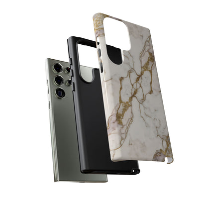Elegant White and Gold Marble Case Design