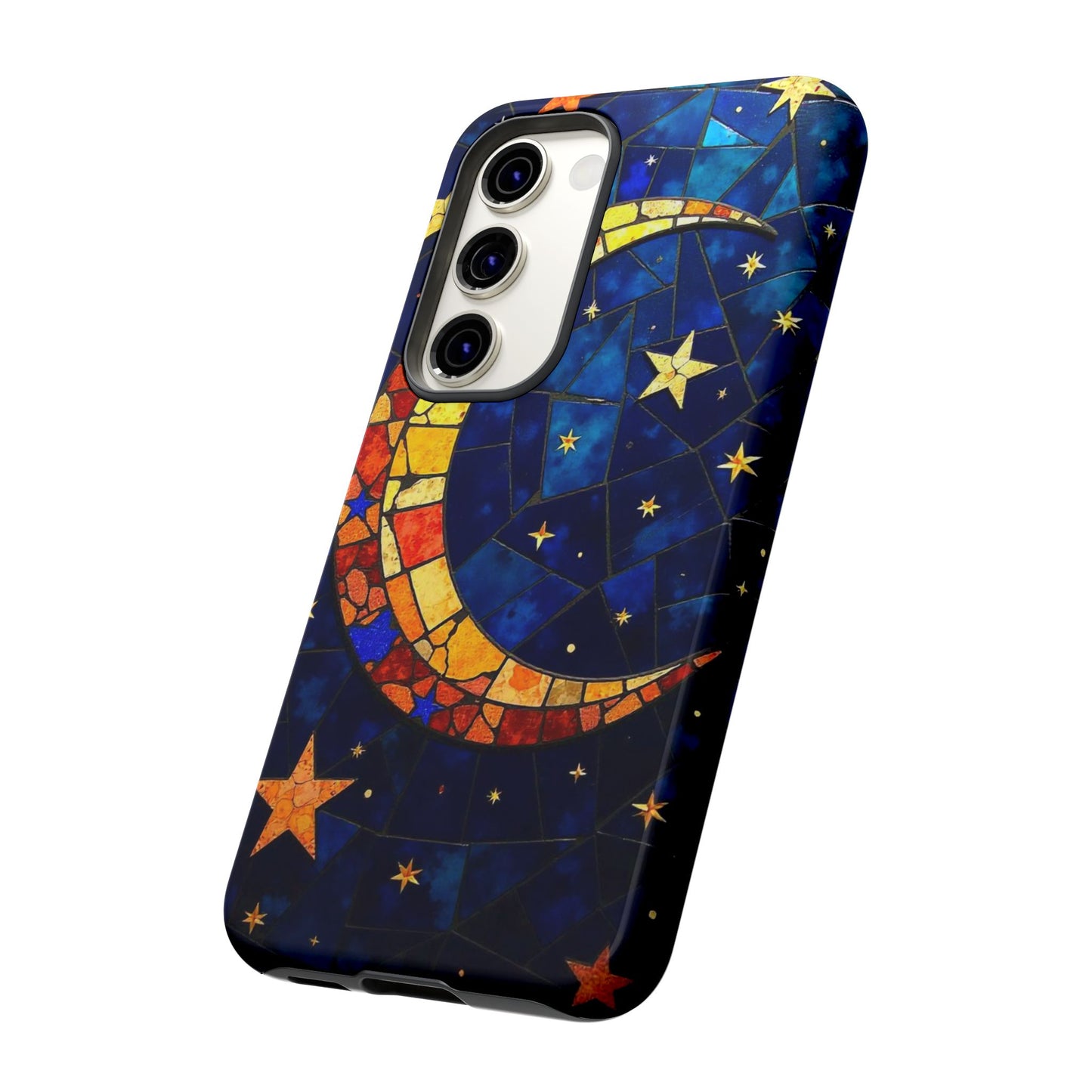 Celestial Crescent: Vibrant Moon and Stars Phone Case