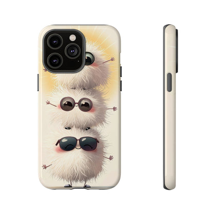 Stacked Fluff Squad Phone Case – Kawaii Anime Creatures with Sunglasses, iPhone, Samsung & Google Pixel Case