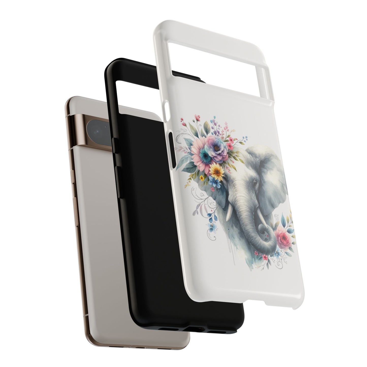 Floral Elephant Mobile Cover – Elegant Watercolor Art