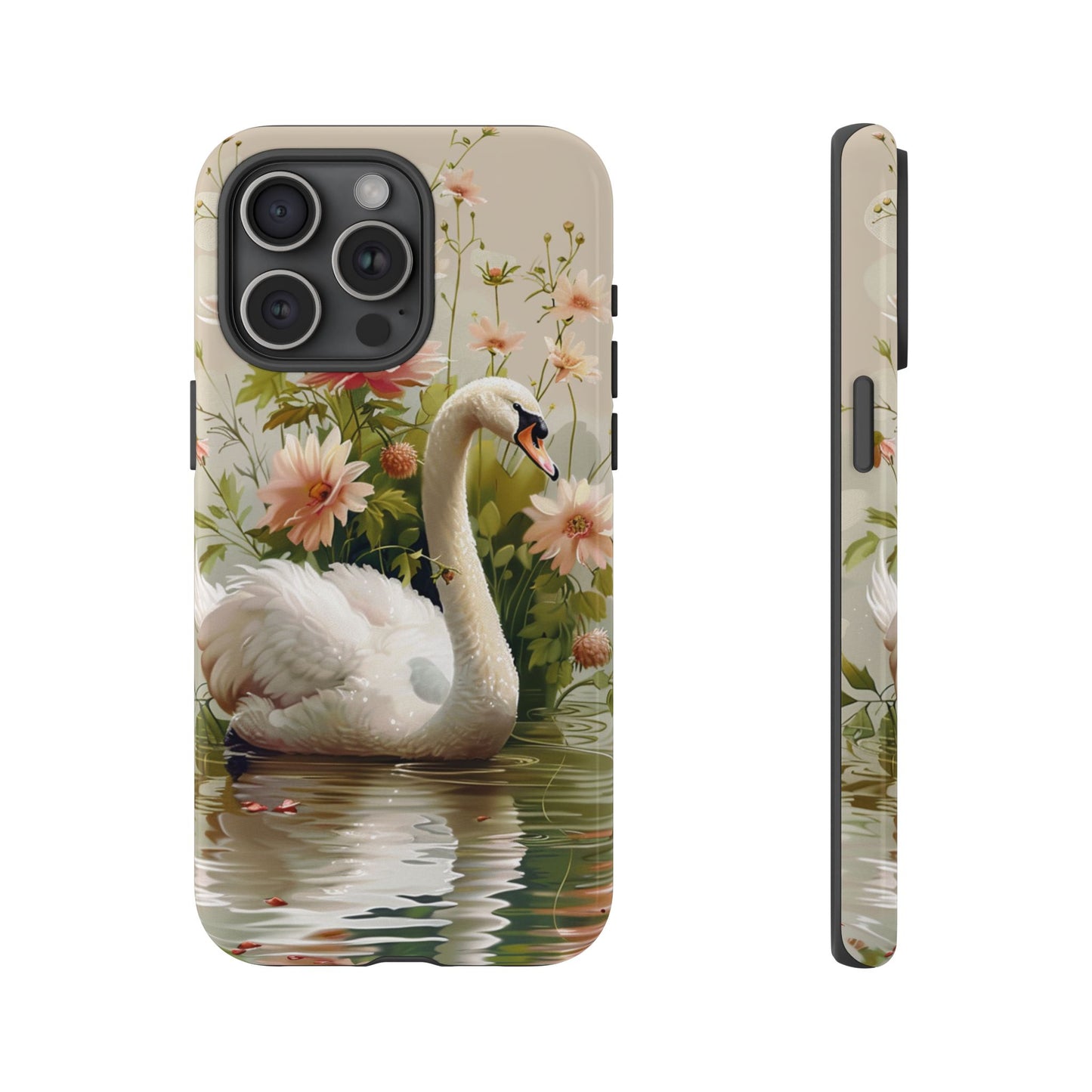 Floral Swan Phone Case – Bird Phone Case, Elegant & Protective for iPhone, Samsung & Google Pixel