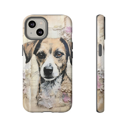 Vintage Collage Dog Portrait Mobile Cover – Artistic Mixed Media Design