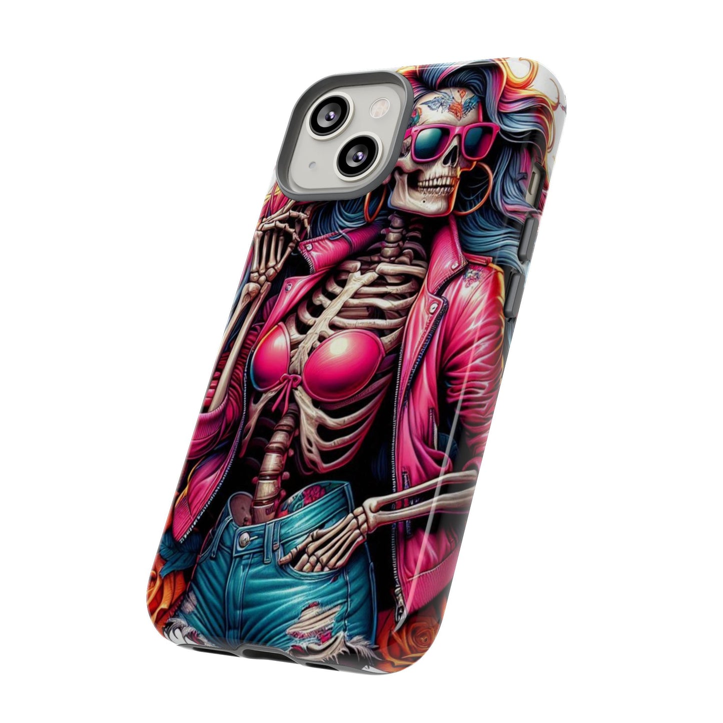 Neon Bones – Retro Skeleton & Vibrant Punk Aesthetic Mobile Cover