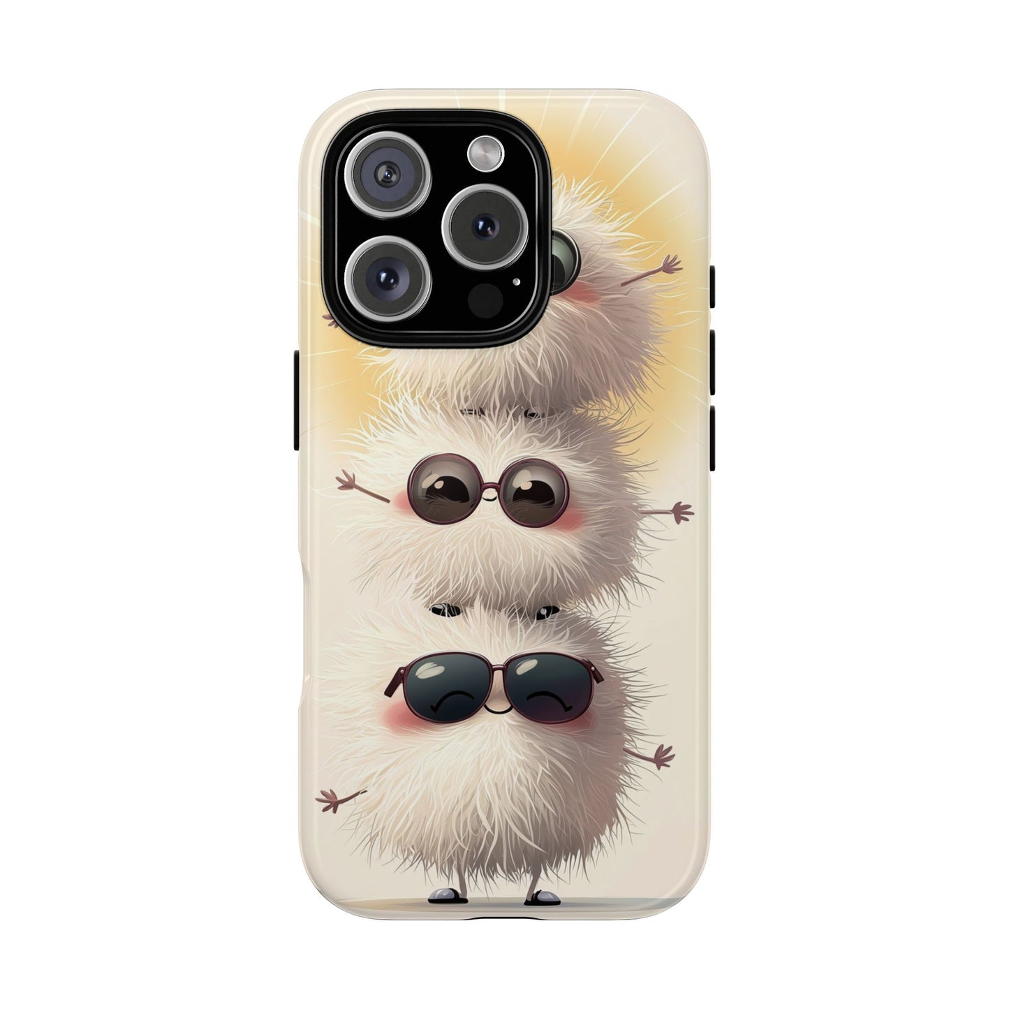 Stacked Fluff Squad Phone Case – Kawaii Anime Creatures with Sunglasses, iPhone, Samsung & Google Pixel Case