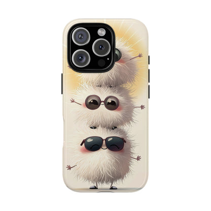 Stacked Fluff Squad Phone Case – Kawaii Anime Creatures with Sunglasses, iPhone, Samsung & Google Pixel Case