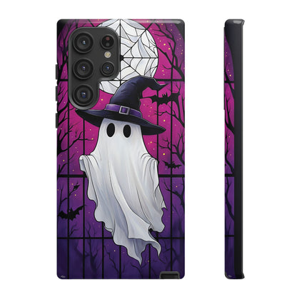 Stylized Halloween Illustration of a Ghost in Stained Glass  phone case design.