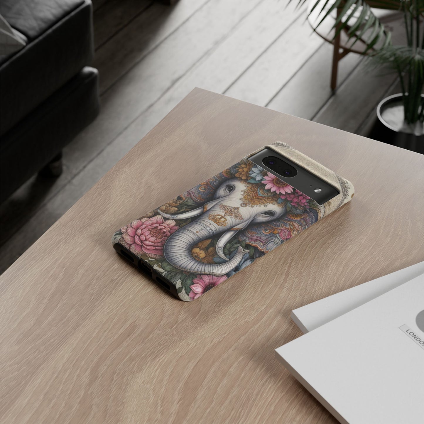 Elegant Floral Elephant Mobile Cover – Royal Mandala Art